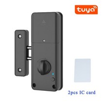 Tuya-앱 원격 제어 자동 IC 카드 모터 잠금 보이지 않는 키리스 나무 문에 드릴 구멍 설치 없음, 블랙 투야 키트 A, 블랙 투야 세트 a