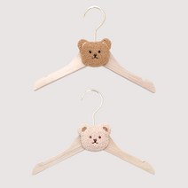 곰돌이 원목 유아 아기 옷걸이, 옷걸이_베이지, 1개