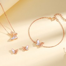 YiEn 1+1+1 14k나비 목걸이+팔찌+귀걸이 액세서리 3종 세트