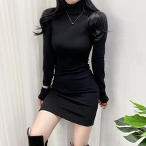 위위브렌 무지 슬림 폴라 원피스