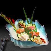 고급 회접시 이자카야 일식당 조개모양 연어 해산물그릇, 블루 (사이즈 사진참조)