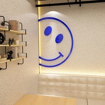 인테리어 데코스티커 스마일 좌우 메모부탁 베어브릭 좌우 메모부탁 헬로 벽장식 3D 아크릴 스티커, 다크블루