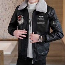 장바9니 인디언패치 남자 가죽자켓 카라탈부착 블랙라이더점퍼