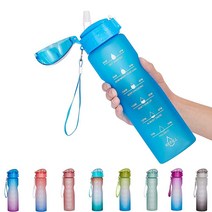 NOOFORMER 680.4g(24온스) / 946.4ml(32온스) 동기 부여 물병 타임 마커 및 빨대 포함 - 워터 트래커 병 누출 방지 BPA 프리 피트니스 스포츠 야외, A4-32oz-Blue
