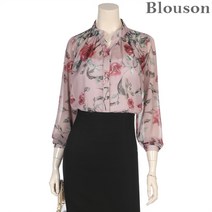 블루종세일 한정수량/패플단독 블루종 쉬폰 로즈 슬릿넥 블라우스_B2009BL236C