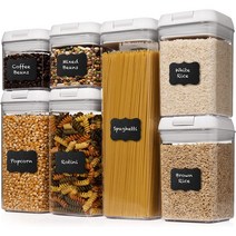 White Shazo Airtight Container Set for Food Storage - 7 Piece Set + Heavy Duty Plastic - BPA Free -, 1, White - 7 pc
