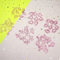 핑크 페이퍼클립 8개 1케이스 책갈피 모양클립, 비행기