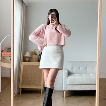 디작소 여성 봄 가을 후트 라운드 푸들 니트 긴팔티