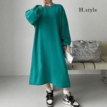[천삼백케이] [에이치스타일] H스타일(GR)기모구름박스롱원피스겨울기모니트OPS