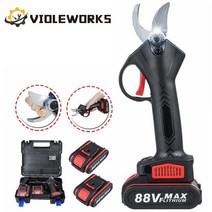 아상가위 충전식 전동 전지가위 가지치기 원예 조경 88v 전기 가지 치기 가위 무선 pruner 30mm 최대 절단 secateur 2 리튬 이온 배터리 분기 커터 정원 도구, 없음