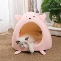 따뜻한 컴포트 고양이 침대 애완 동물 바구니 라운지 새끼 집 매트 작은 개 동굴 텐트 귀여운 소프트 쿠션 빨, 02 Humming Pig_01 S(33X33CM)