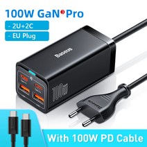 베이스어스100W GaN 질화갈륨 멀티 고속충전기 유럽플러그, 100W, 1개