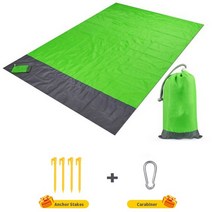 구들장 거실용 전기장판 차박 해변 담요 방수 Sandproof 접이식 캠핑 매트 야외 피크닉 휴대용 포켓 하이킹, 03 Green_01 140 x 200CM