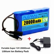 18650 휴대용 슈퍼 12v 20000mah 배터리 충전식 리튬 이온 배터리 팩 용량 acdc 12.6v 20ah cctv 캠 모니터, 배터리 x1 충전기x1