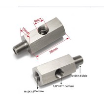스테인레스 스틸 측면 구멍 1/8 "NPT 암 M12X1.5 오일 압력 센서 커넥터 피드 라인 게이지 티 어댑터, 01 silver