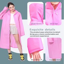 판초우의일회용우비여성레인코트 방수 후드 우비 두꺼운 관광 야외 도보 우봉, [01] 싱글 사이즈, [04] Pink
