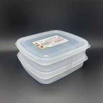 프리미엄 사각 밀폐용기 J 400ml 2개입 신선 보관 용량 눈금 표시 일제 다용도 수납함 냉장고 정리
