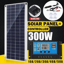 태양열전지판 태양광패널 태양광모듈 태양열판 300w 태양 전지 패널 태양 전지 50a-10a 태양 전지 컨트롤러 모듈 자동차 rv 보트 홈 지붕 밴 캠핑 12v 태양 전지, 30a 컨트롤러 포함