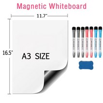 전자칠판 스마트전자칠판 학원 칠판 마그네틱 화이트 보드 패드 월간 주간 캘린더 플래너 냉장고 마커 지, 한개옵션1, 10 A3--7Pen1Eraser