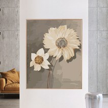감성 그림 꽃 유화diy 수제화 페인팅에 컬러링 장식 힐링, 고요한 꽃 1, 세트 우드 조립테두리, 40x50cm 탱탱한 원목