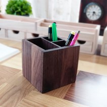 월넛원목 연필꽂이(3홀)-핸드메이드 수공예품, 상세페이지 참조