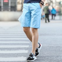 더블맨즈 유행타지않는댄디한훈남스타일EY256끈장식 밴딩 반바지 커플템커플바지