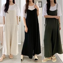 (티셔츠세트/선택) 마이비몰 루즈핏 린넨 와이드 점프수트