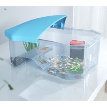 거북이어항 거북이수조 물고기 사육장 아크릴 반수생 키우기 수족관, P. 가성비 추천 흰색 뚜껑이 있는 대형 우주선 실린더