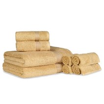 SUPERIOR 10피스 세안 수건 세트 이집트 면 로열 퍼플 272164, 8 Piece Towel Set, Gold