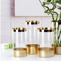 [만백성의 만물상] 고급 대형 북유럽풍 인테리어 장식 골드 크리스탈 꽃병 심플 모던 조화 투명 화병