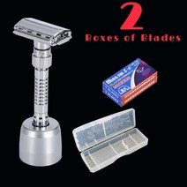 조절 가능한 더블 에지 안전 면도기 클래식 남성용 마일드에서 어그레시브 제모용 수동 면도기 5 개 블레, 03 silver