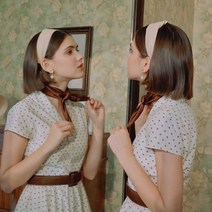 여성 여름 도트 원피스 Dove레트 도브 광고 햅번과 같은 코튼 커피 물방울 무늬 드레스