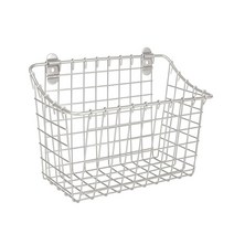 Spectrum Diversified 빈티지 대형 캐비닛 및 벽걸이 바구니 보관 정리용 소박한 농가 장식 튼튼한 스틸 와이어 보관함 엑스트라 인더스트리얼 그레이, Large _Silver