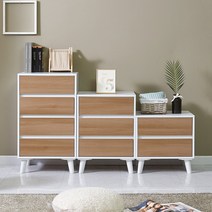 수디자인가구 파노라마 미니 서랍장 협탁 틈새 슬림 작은 아이방 옷 2단 3단 4단 8칼라, B.3단서랍장(다리), 화이트오크