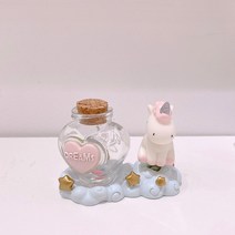 귀여운 유니콘 따뜻한 밤 데스크탑 장식, 핑크 유니콘 소원 병