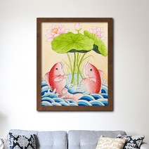 나봄갤러리 약리도 (40X31) 잉어그림 액자, 4.내츄럴 브라운 액자