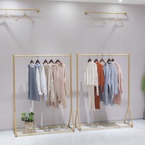 골드 철제 의류 매장 행거 여아복 웨딩 진열대 바닥형 사이드 심플, 길이100 높이200, 정부표준배치
