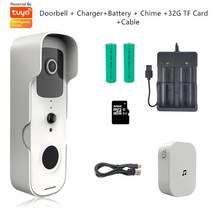IoT Ai 인터폰 비디어폰 설치 교체 Tuya-스마트 비디오 초인종 방수 나이트 비전 집 보안 1080P FHD 카, 05 T30-W5_02 미국 플러그