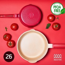 PFOA걱정없는 국산 세라믹 후라이팬 레드 인덕션 가스겸용 로이첸 올인원, 26cm 1개