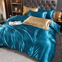 비단이불 WASART-럭셔리 새틴 레이온 침구 세트 흰색 이불 커버 베개 홈 커플 2 인용 더블 침대 킹 사이즈 220x240