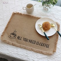 주방데코 홈데코 식탁매트 종이테이블매트 방수매트 2P, 35cmX50cmx2Pcs, ALL YOU NEED IS COFFEE
