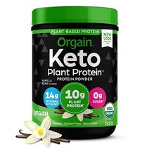Orgain 케토 비건 단백질 파우더 초콜릿 10g 식물 기반 글루텐 프리 케토제닉 블렌드 유제품 락토스 콩 설탕 무첨가 스무디 쉐이크용 0.4kg0.8파운드, Vanilla