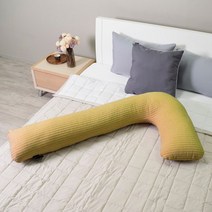 마벨러스 피그먼트 누빔 순면 롱쿠션 편안한 L자 바디필로우, 머스타드