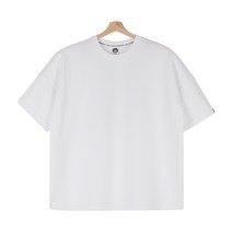 훈자야 빅사이즈 LABEL HJ 무지 오버핏 라운드 반팔티 (화이트) (HJ)