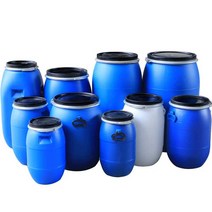 기름 말통 폐유 드럼통 실험실 보관함 대용량 폐수통, 100L 파란색 특후 철제 후프 물통 원형