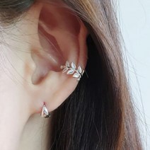 15K도금은도금 깔끔한 나뭇잎 이어커프 귀걸이
