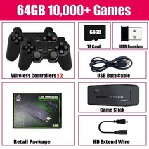 콘솔게임 가정용 게임기 64g 내장 10000 게임 ps1fcgba 무선 컨트롤러 게임 스틱 레트로 미니 핸드 헬드 게임 플레이어, 상자 포함 64g