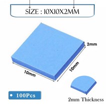 실리콘 서멀 고열 내열 구리스 오일 35 pcs 15x15mm 10x10mm 1mm 2mm xbox ps pc vga gpu smd dip ic 칩 방열판 전도 열 페이스트, 10x10x2mm 블루