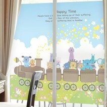 무점착투명시트_주주친구 기차를타고_B01_W90xH120cm, 단품
