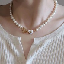 COSYEVNO 진주목걸이 담수진주 하트 디자인 고급감